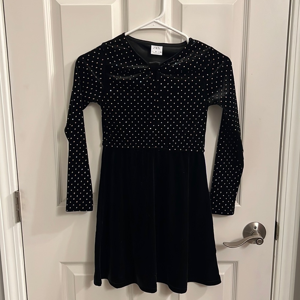 Black velvet sparkle dress Sz 10